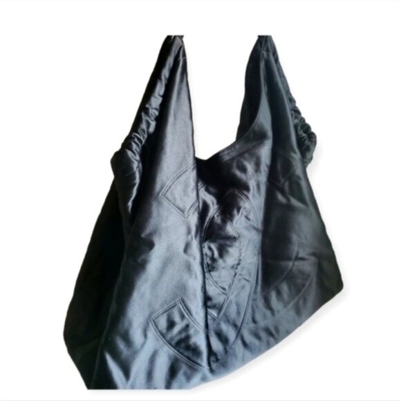 Authentic Chanel Large CC Satin Hobo Bag Black and Gold Chain - Picture 6 of 14